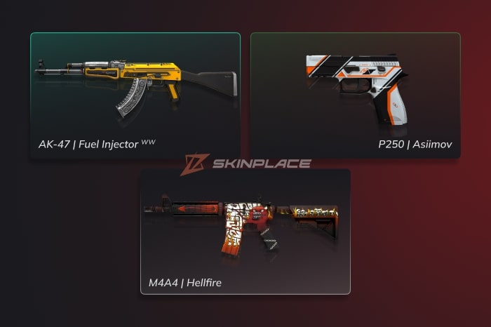 Cheapest Red CS2 Skins featuring high-tier, red-rarity weapon finishes from Counter-Strike 2, showcased as budget-friendly options for players looking for affordable premium skins.