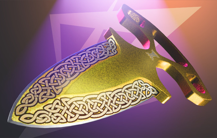 Shadow Daggers | Lore featured with intricate gold and Celtic engravings, presented as a standout pick among the best budget knives (CS:GO) CS2 users can afford.