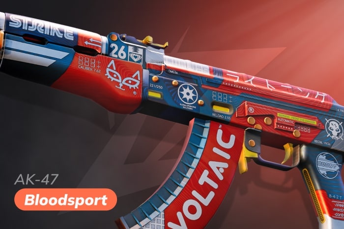 Anime AK skin in CS2 (CS:GO) Bloodsport with futuristic anime style graphics, best anime CS:GO skins