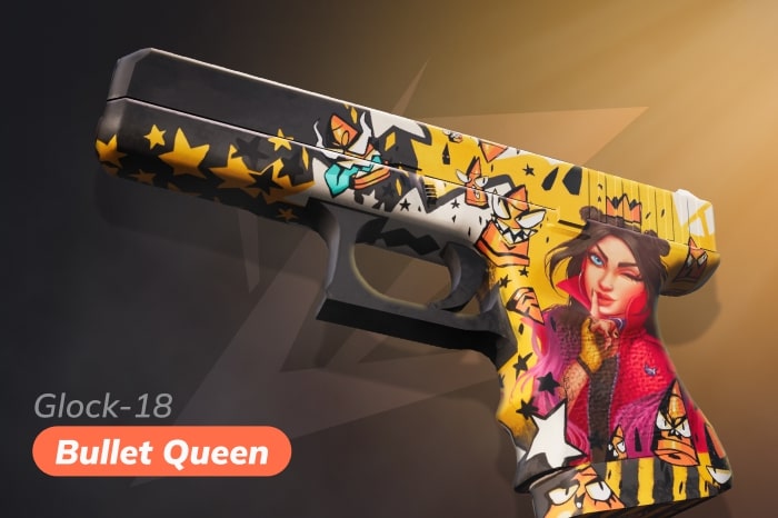 Anime Glock 18 skin CS2 (CS:GO) Bullet Queen with illustrated anime character design, cheap anime skins CS2