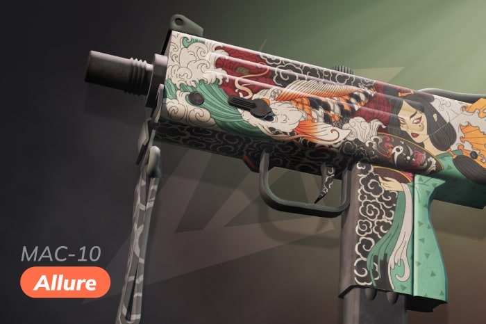 CS2 MAC-10 anime skin Allure with Japanese art and anime characters, anime CS2 skins collection