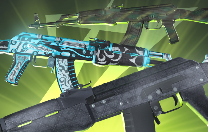 Best AK-47 skins under $10 in CS2 featuring budget-friendly designs, including icy blue patterns, dark tactical finishes, and worn military-style AK skins.