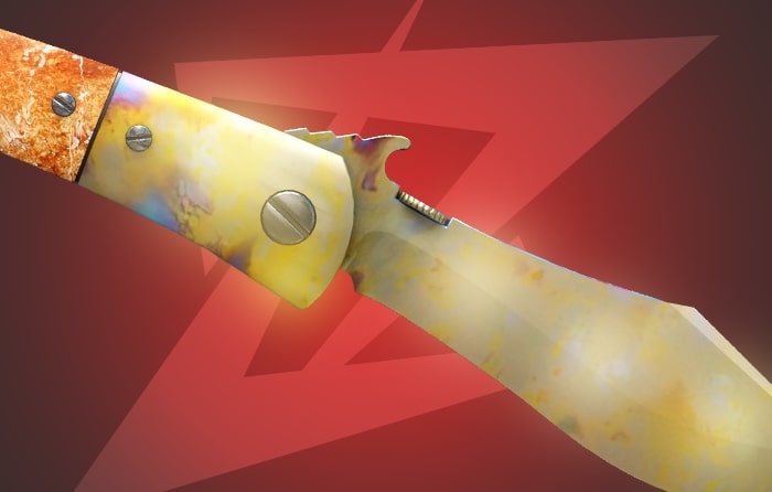 Gold Gem Navaja Knife CS2 skin with a small folding blade, showcasing a clean gold gem pattern from seed #36