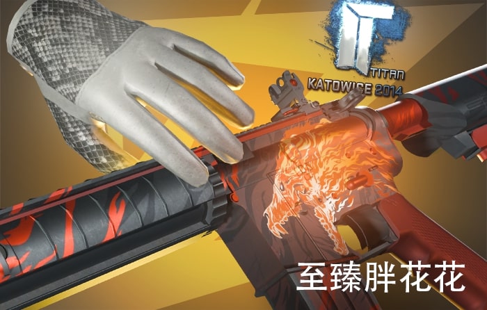 Most expensive CS2 inventory of 至尊胖花花 with Titan Katowice 2014 sticker on M4 rifle