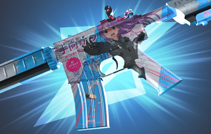 M4A4 | Temukau Covert CS2 skin from the Revolution Collection (released February 9, 2023) featuring a futuristic anime-style design with bright colors – cheap covert item in CS2 priced around $29.97 to $129.49