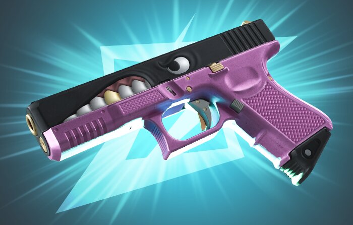 Glock-18 | Gold Toof Covert CS2 skin from the Gallery Collection (released October 2, 2024) featuring a bold comic-style design with a golden jaw and aggressive cartoon look – cheapest covert skins CS2 priced around $30.66 to $193.27