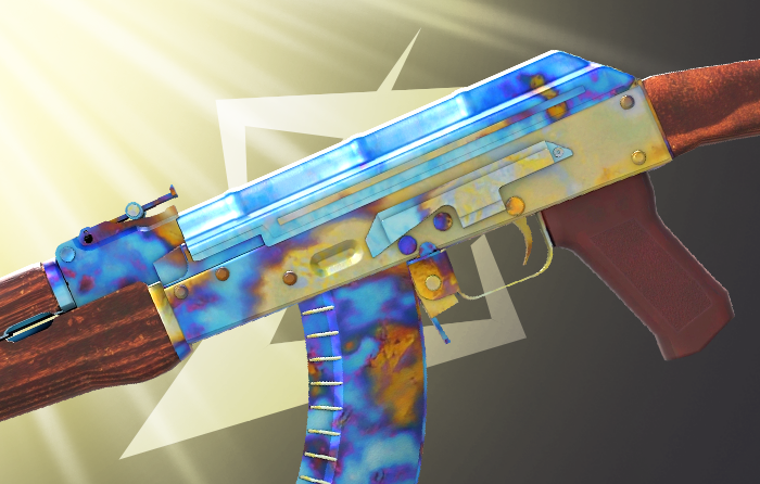 AK-47 | Case Hardened CS2 (CS:GO) blue gem featuring a rare blue gem pattern, one of the best Case Hardened patterns shown on the case hardened pattern sheet, highlighting a premium blue gem case hardened finish and iconic counter strike blue gem design often compared to blue gem knife skins and even the cheapest blue skin CS2 collectors search for.