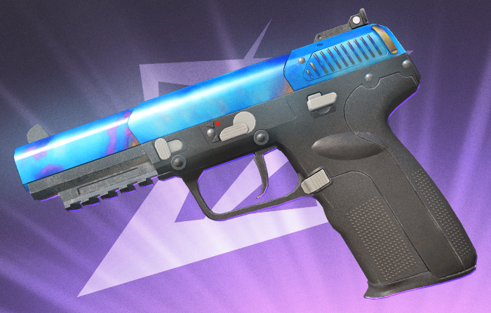 Five-SeveN | Case Hardened CS2 (CS:GO) blue gem from The Arms Deal 2 update, featuring a distinctive blue gem pattern on the slide, a popular case hardened blue gem option in the counter strike blue gem market, listed on many case hardened pattern sheet guides among best case hardened patterns, and often considered one of the cheapest blue skin CS2 choices compared to high-tier blue gem knife skins.