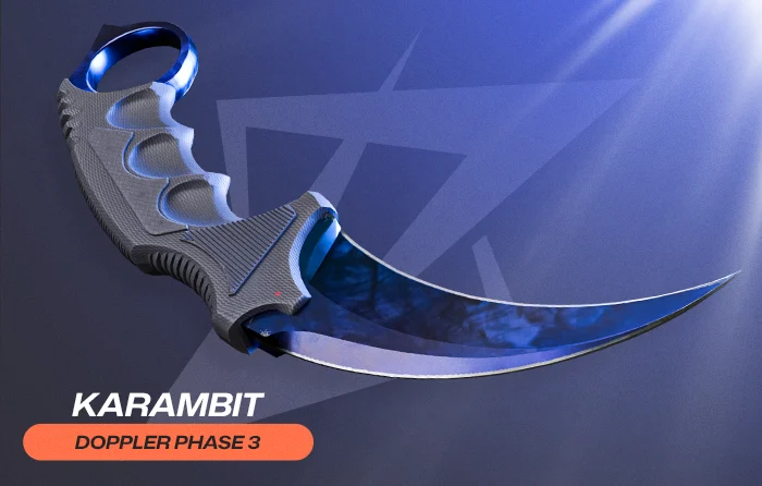 Doppler phases CS2 Phase 3 knife skin with mixed turquoise and green tones combined with black accents, showing a varied color distribution on the blade, commonly seen on Karambit Doppler phases as a more affordable option with subtle contrast.