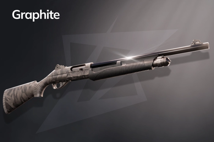 Nova | Graphite CS2 skin with a metallic polygonal pattern over a chrome base, featuring a minimalist industrial dark design, Restricted rarity, priced $13.06–$19.57, from The Arms Deal 2 Collection, released November 8, 2013, with a high 4.9/5 rating from 13,500+ players, limited float range 0.00–0.12 (Factory New and Minimal Wear only), making it one of the oldest and most highly rated Nova skins.