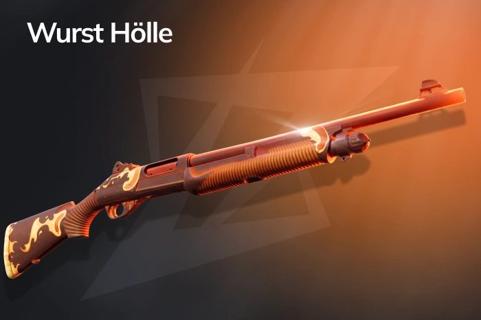 Nova | Wurst Hölle CS2 skin with a humorous custom paint job featuring flying sausages in a warm brown color palette, Mil-Spec Grade rarity, priced $0.33–$4.37, from The Overpass 2024 Collection, released October 2, 2024, with the quote “Look no further, you've found the missing link,” known for its fun design, budget-friendly price, and popularity among players including s1mple, get_right, and daps.