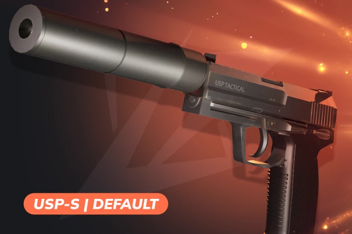 USP-S Default silenced CT pistol in CS2 with detachable suppressor, 12-round magazine and limited reserve ammo, designed for precise tapping, low recoil, and stealthy long-range engagements in defensive playstyles