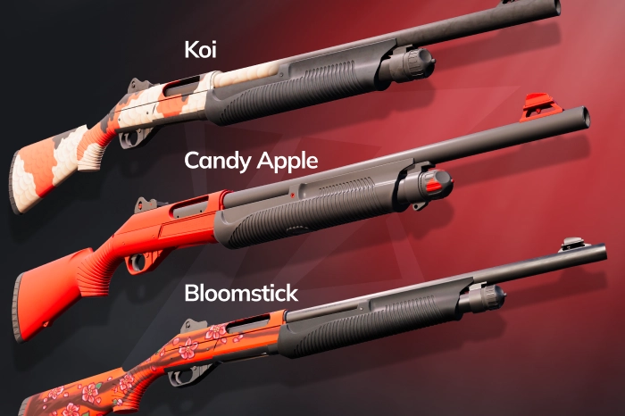 Red Nova Skins CS2 collection featuring aggressive and fiery designs suited for red-themed loadouts, including Nova | Bloomstick (Classified, $12.95–$206.00, The eSports 2014 Summer Collection, released July 10, 2014) with a bright red blossoming tree design, Nova | Candy Apple (Industrial Grade, $0.08–$167.83, The Italy Collection, released November 27, 2013) with a clean solid red minimalist finish, and Nova | Koi (Mil-Spec Grade, $2.07–$3.99, The Chop Shop Collection, released February 8, 2018) featuring artistic red-orange koi fish patterns with a hydrographic finish and optional StatTrak, offering a mix of classic, artistic, and high-value red Nova skins.