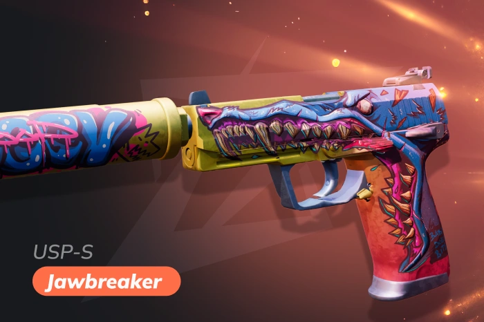 USP-S Jawbreaker skin in CS2 with colorful monstrous design, bold cartoon-style artwork and vibrant chaotic aesthetic