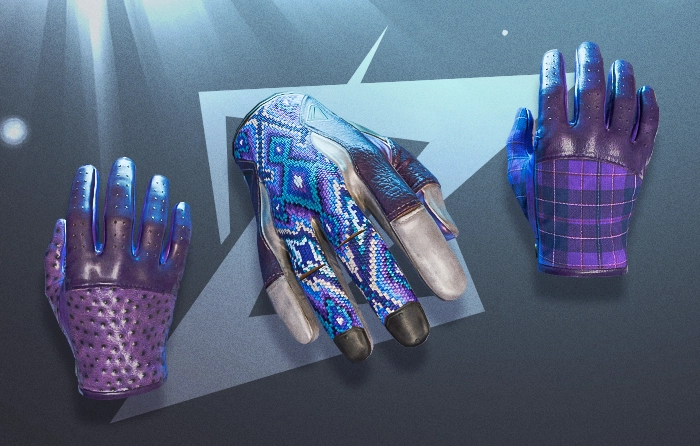 Cheap purple gloves (CS:GO) CS2 including Driver Gloves | Plum Quill with dark plum leather and subtle studded design, Driver Gloves | Imperial Plaid with bright purple flannel pattern and glossy finish, and Sport Gloves | Violet Beadwork with vibrant purple beadwork styling, mid-budget purple gloves that pair well with dark knives and bold themed loadouts