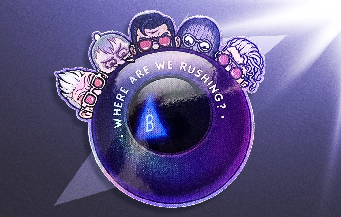 Magic Rush Ball is one of the most unique purple stickers in CS2, featuring five cute terrorist agents on top of a Magic 8 Ball with a lenticular finish that randomly displays the letters A or B in the center, released on August 16, 2022 as an Extraordinary rarity sticker from the 10 Year Birthday Sticker Capsule, with a starting price of $12.23.