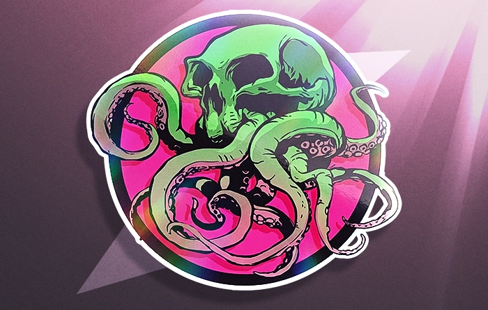 Watermelon Tentaskull CS2 sticker released on September 21, 2021. High Grade paper sticker from the Riptide Surf Shop capsule with a starting price of $1.83. The sticker features a vibrant skull-faced octopus with bright green and watermelon-inspired colors that stand out on any weapon skin. While the design is highly eye-catching, the sticker also includes a strong pink background that may not match every CS2 skin craft.