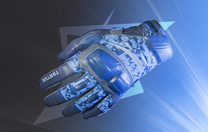 Moto Gloves | Polygon, released on February 14, 2018, are cheap blue Moto gloves in CS2 available from the Clutch Case and Revolution Case, with a price range of $93.24–$594.72. Featuring a dark blue geometric pattern, these blue Moto gloves CS2 are an affordable entry-level choice for players who prefer a subtle, low-key inventory design.