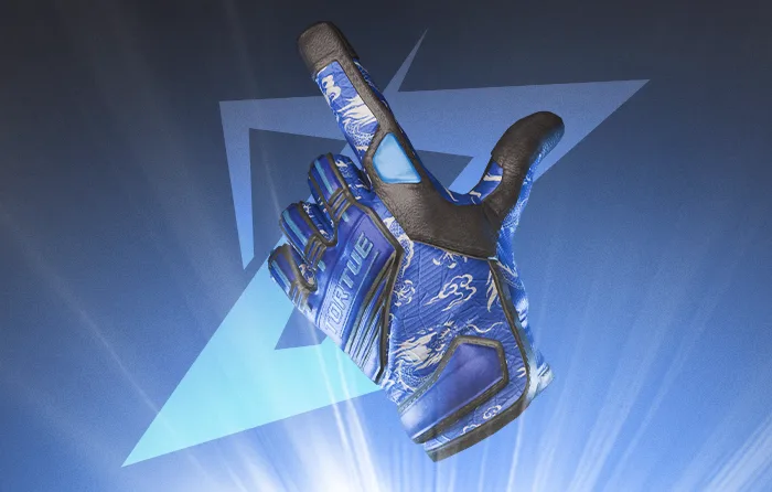 Sport Gloves | Amphibious, released on February 14, 2018, are vibrant blue CS2 (CS:GO) gloves from the Clutch Case and Revolution Case, with a price range of $229.99–$2,716.00. These bright blue sport gloves pair well with Bright Water knives and are recommended in Minimal Wear for better value.