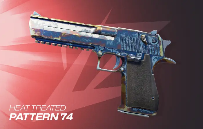 Desert Eagle Heat Treated Gold Pattern #74 featuring a rare Gold Gem finish and one of the best Desert Eagle Heat Treated Gold patterns for CS2 collectors.