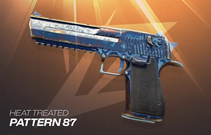 Heat Treated Deagle Pattern #87 featuring a premium Gold Gem finish with rich gold tones and strong collector value in CS2.