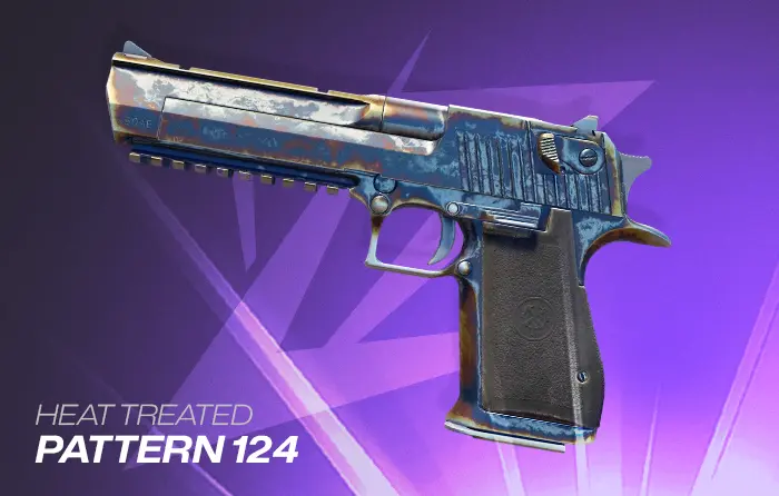Desert Eagle Heat Treated Gold Pattern #124 featuring a rare Gold Gem finish and one of the best Desert Eagle Heat Treated Gold patterns for CS2 collectors.