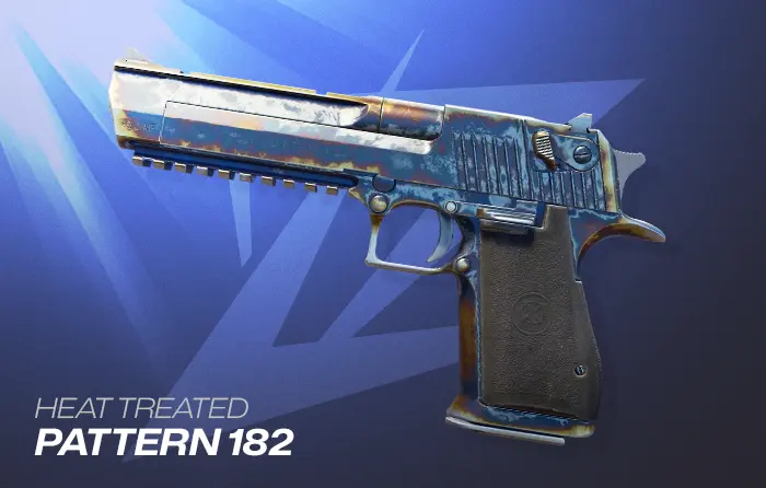 Desert Eagle Heat Treated Gold Pattern #182 featuring a rare Gold Gem finish and one of the best Desert Eagle Heat Treated Gold patterns in CS2.