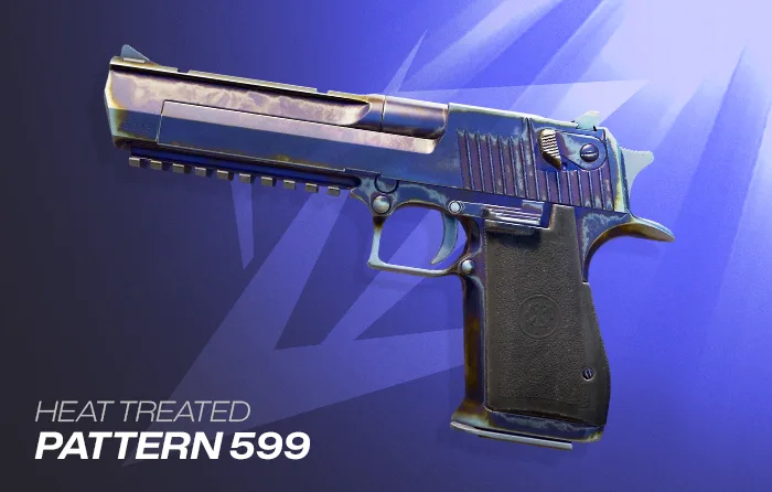 Heat Treated Desert Eagle Pattern #599 showcasing a distinctive Purple Gem finish and a sought-after collector pattern in Counter-Strike 2.
