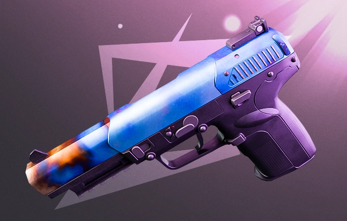 Five-SeveN Heat Treated Blue Gem pattern #567 with 75.83% blue playside coverage, showcasing a mostly blue slide with noticeable gold and purple accents as one of the top Five-SeveN Heat Treated Blue Gem patterns.